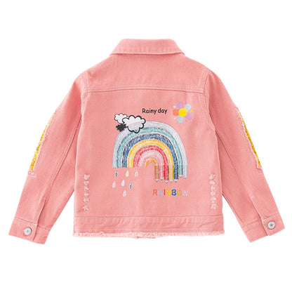 Amur Leopard Kids Girls Denim Jacket Cotton Denim Jacket Cute Children Spring Autumn Jacket 