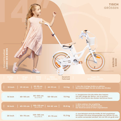 sun baby Mädchenfahrrad Flower Bike Radgröße zur Auswahl, mit Abnehmbarer Schubstange, Kinderfahrrad für Mädchen von 2 bis 6 Jahre - Meloni2