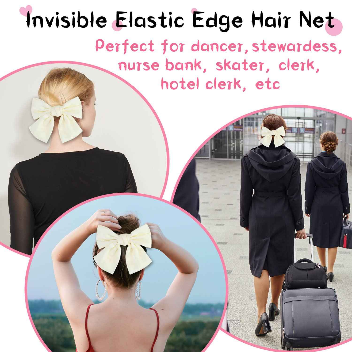 Bow Hair Clip, Pack of 2 Women Hair Bows Large Bow Hair Clip French Hair Clips Girls Hair Clips (Black + White)