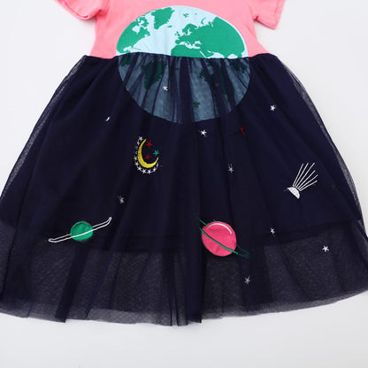 Beilei Creations Mädchen Kleider Kurzarm Baumwolle Kinder Kleid Süßes Muster Gr.85-140