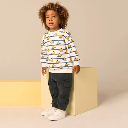 Jungen Pullover Sweatshirt Kinder Casual Langarm Tops Tier Flugzeug Winter Warm Streifen Oberteile Alter 2-7 Jahre