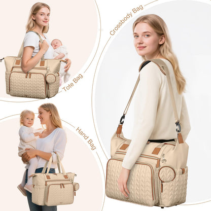 Wickeltasche mit Schnullertasche und Wickelunterlage, Wickelrucksack Multifunktions-Babytasche für Große Reisewindeltasche für Mama und Papa, isolierten Taschen-Dunkelblau