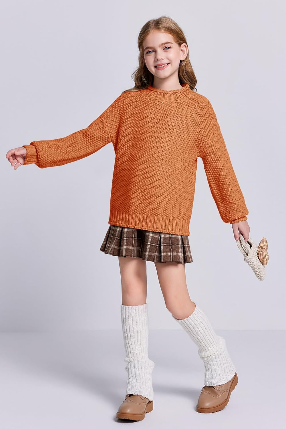 Wenrine Mädchen Pullover Winter Rollkragen Strickpullover Langarm Gestrickt Casual 5-14 Jahre