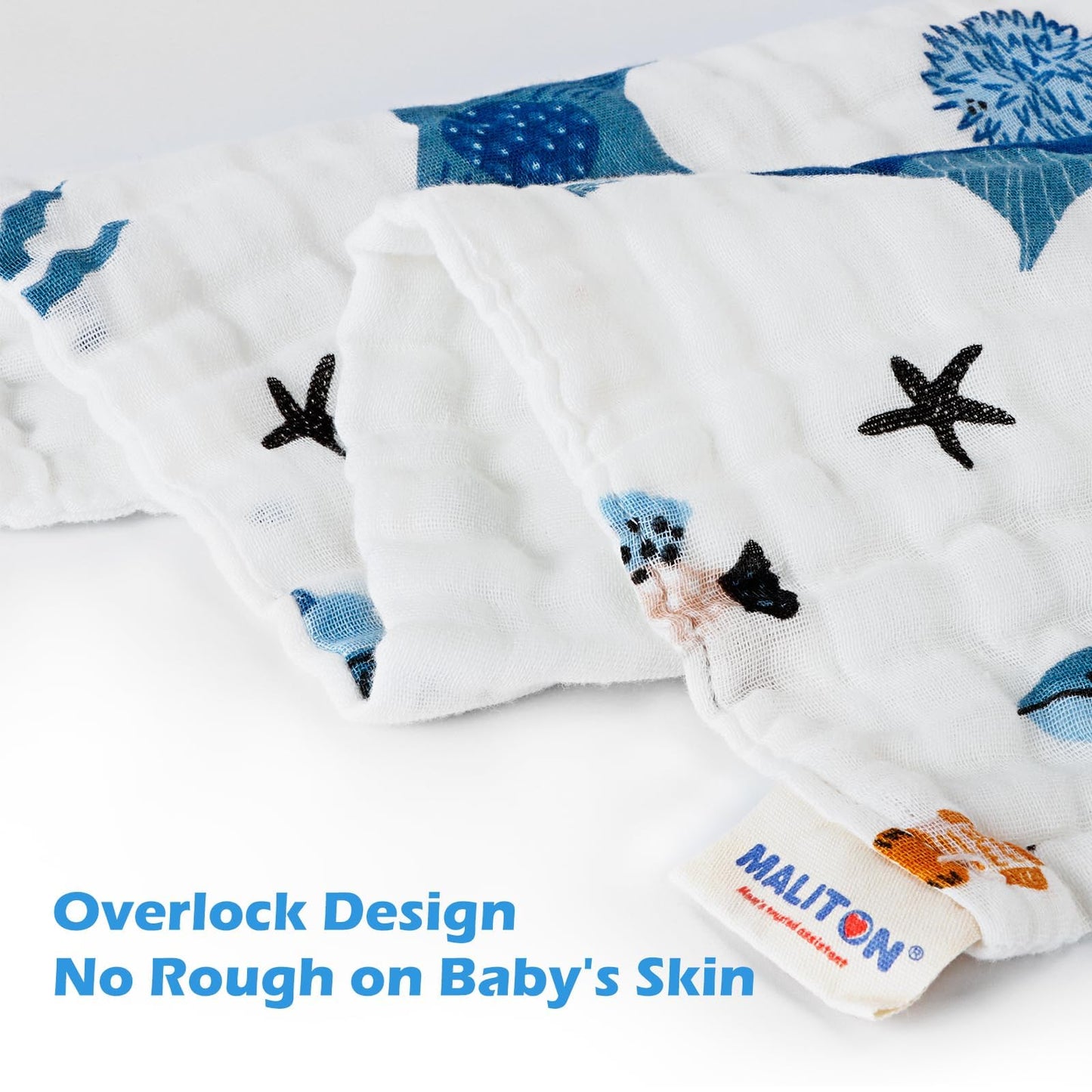 Maliton 6 Stück Baby Spucktücher für Jungen/Mädchen,aus 100% Baumwollem,weich, langlebig, luftdurchlässig und extrem saugstark (Zoo-Muster),50x25cm