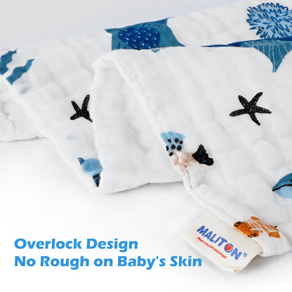 Maliton 6 Stück Baby Spucktücher für Jungen/Mädchen,aus 100% Baumwollem,weich, langlebig, luftdurchlässig und extrem saugstark (Zoo-Muster),50x25cm