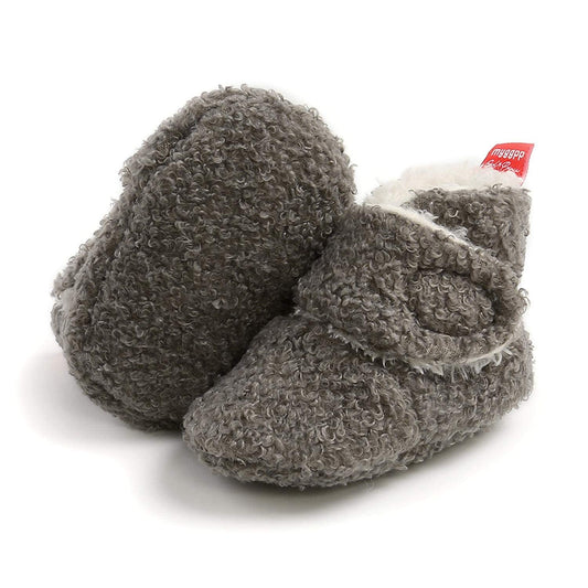 Newborn Warm Winter Booties, Organic Cotton Lining and Non-Slip Stripes, Booties, Sock Shoes for Winter with Soft Sole, Crawling Shoes, Size 0 - 18 Months, Baby Boys and Girls, Prewalker and Toddler Shoes