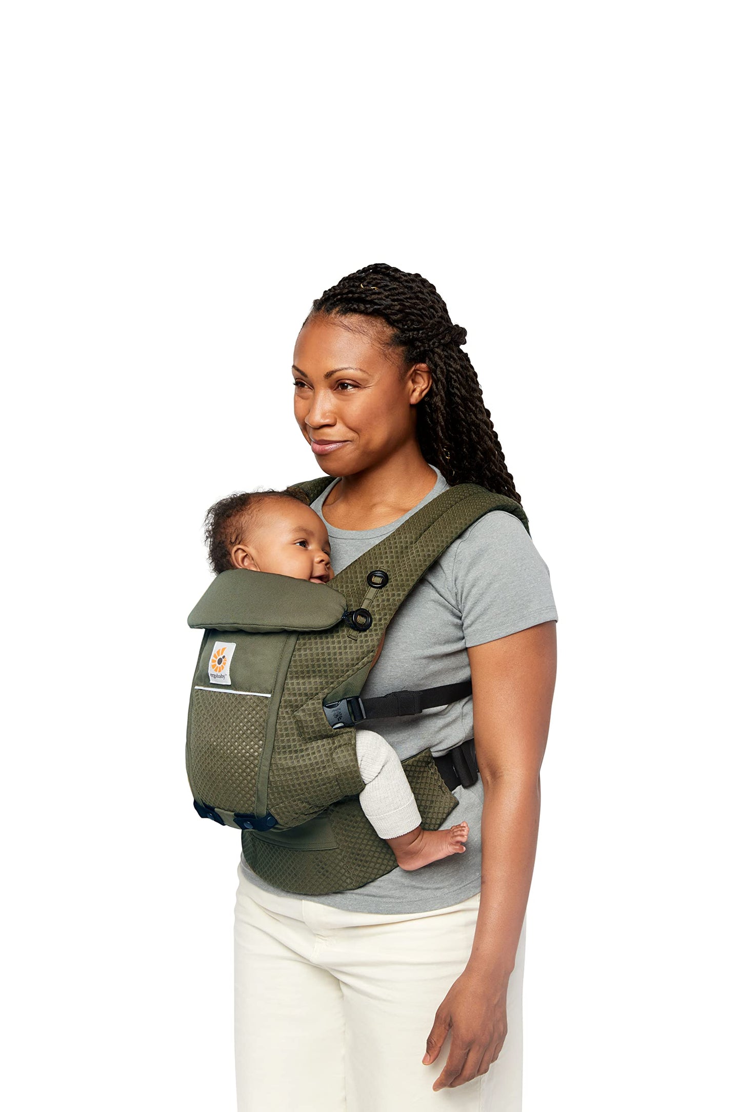 Ergobaby Adapt Babytrage für Neugeborene ab Geburt, 3-Positionen SoftFlex Mesh Ergonomische Babybauchtrage Rückentrage Baby-Tragetasche, Natural Beige, 1 Einheit