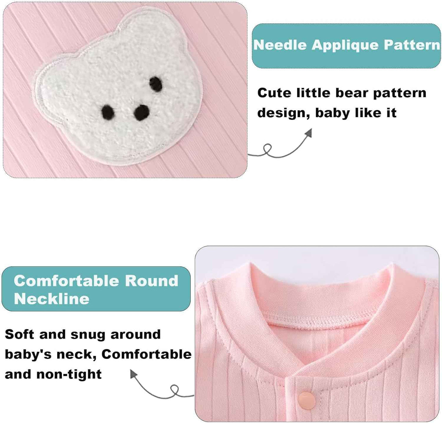 KeCool Unisex Baby Clothing Newborn 100% Cotton Soft Long Sleeve Romper Baby Bodysuits Newborn Clothes for Boys and Girls, Comfortable Baby Romper Newborn Clothing Boys Girls