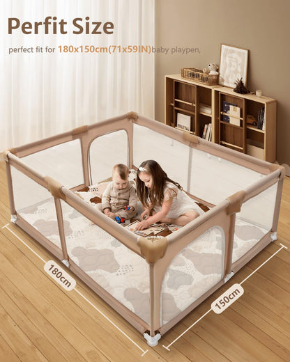 Lambluefly Krabbelmatte Baby Faltbar, Verdickte Krabbeldecke für Baby 127x127cm, Anti Rutsch Matte, Maschinenwaschbare, Spielmatte Baby Faltbar, Baby Play Mat für Laufgitter, Design im Bohème-Stil - Meloni2