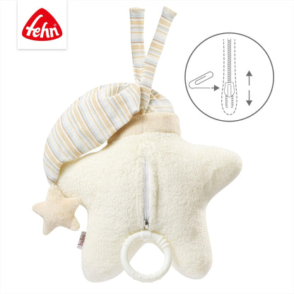 Fehn 154566 Music clock star - catch-up music box with removable playground for hanging on bed, stroller or baby bowl, for babies and toddlers from 0+ months, star, babylove, about 20cm