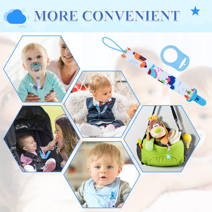 Schnullerkette Junge, 5er Baby Schnullerband Stoff mit 5er Silikonring, Schnullerketten mit Clips, Personalisiert Nuckelketten für Schnur Lätzchen Dreieckstuch Schnuller (Braun)