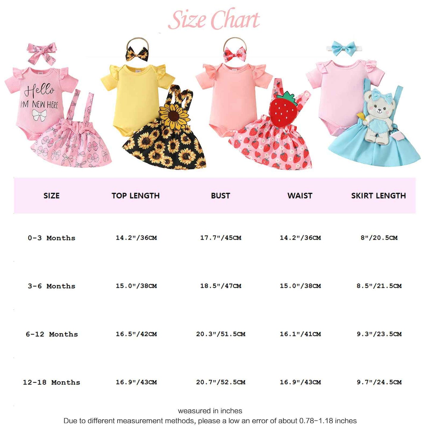 Neugeborenes Baby Mädchen Röcke Sets Kurzarm Rüschen Top + Bedrucktes Overalls Hosenträger Kleid + Stirnband Sommer Kleidung Outfits Set