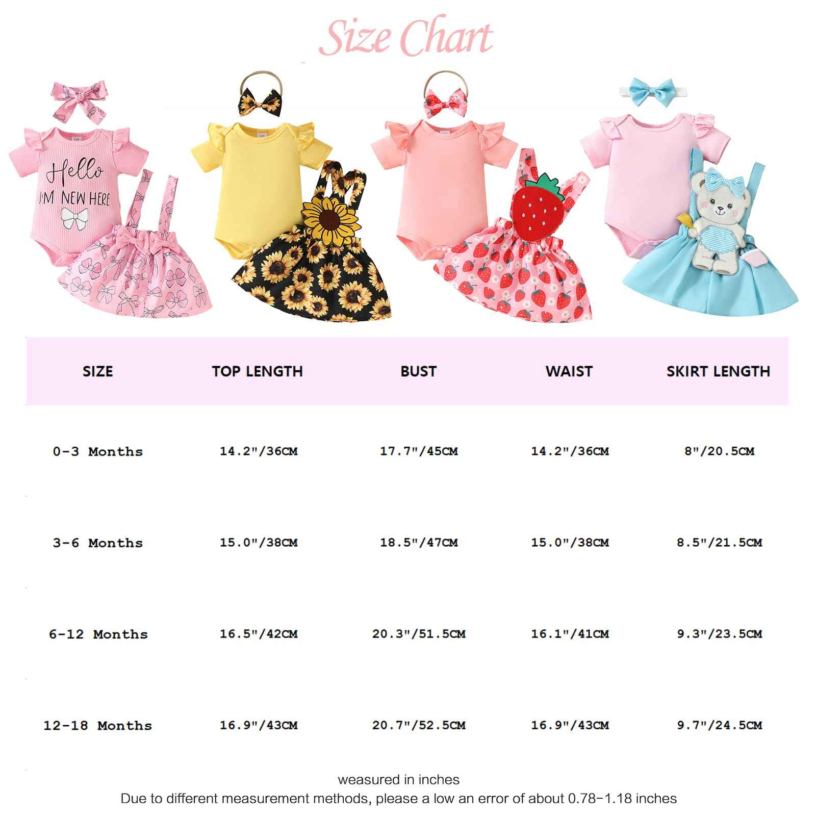 Neugeborenes Baby Mädchen Röcke Sets Kurzarm Rüschen Top + Bedrucktes Overalls Hosenträger Kleid + Stirnband Sommer Kleidung Outfits Set
