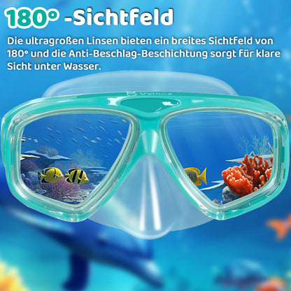 Vvinca Swimming Goggles for Kids with Nose Guard and Fabric Strap, Shatterproof, Anti-Fog and Waterproof for Children 3-14 Years