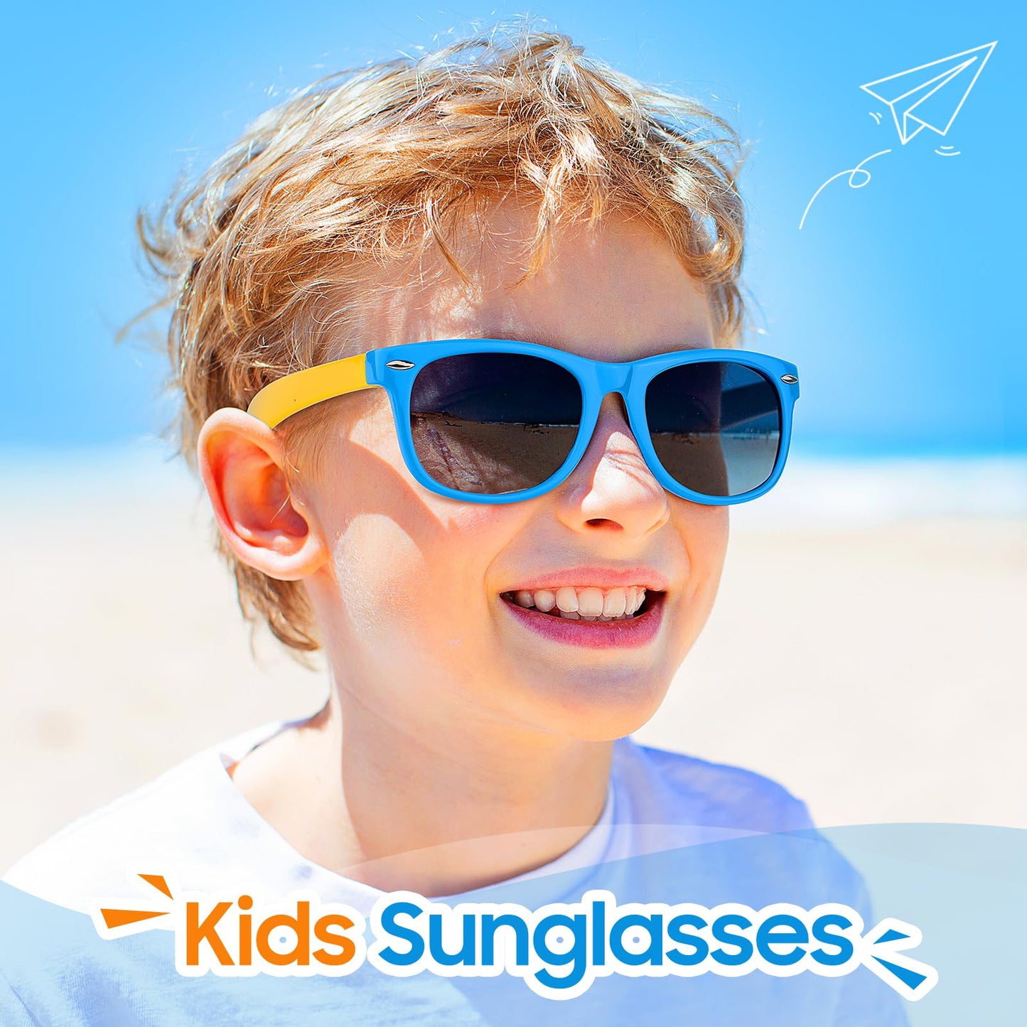 Nlieanuc Children's Sunglasses 3-10 Years for Boys Girls Polarised Children's Sunglasses UV400 Protection with Rubber Frame