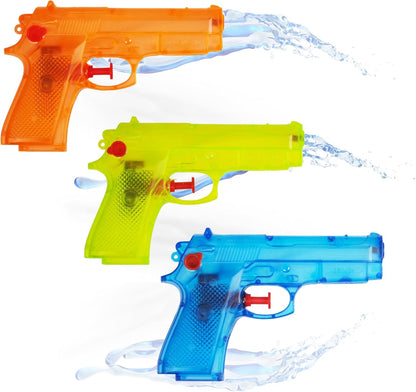 3er Wasserpistolen Set - ca. 15 cm mit großer Reichweite Wasserspritzpistole Spritzpistole klein mini für Kinder
