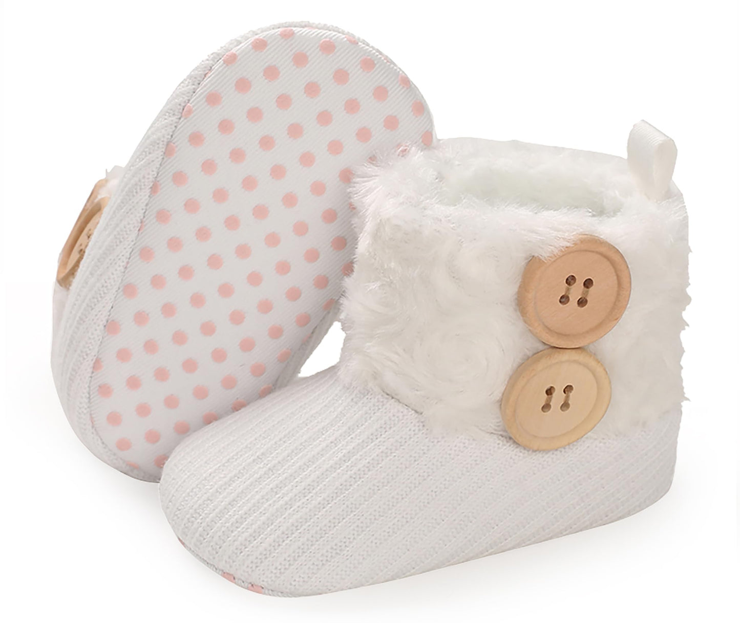Newborn Warm Winter Booties, Organic Cotton Lining and Non-Slip Stripes, Booties, Sock Shoes for Winter with Soft Sole, Crawling Shoes, Size 0 - 18 Months, Baby Boys and Girls, Prewalker and Toddler Shoes