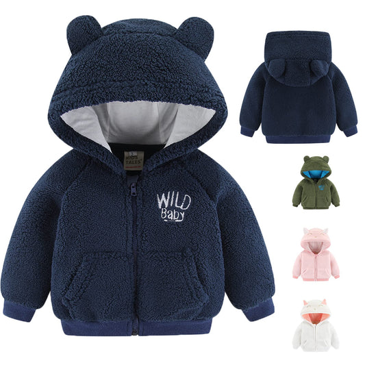 Gajaous Newborn Baby Girls Boys Fleece Hooded Jacket Zip Bear Coat Warm Winter Outwear