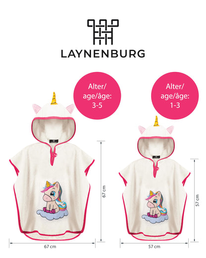 LAYNENBURG Premium Badeponcho Kinder mit Kapuze - 100% Baumwolle - OEKO TEX - Baby Jungen Mädchen Handtuch Poncho Frottee