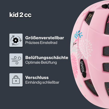 uvex Kid 2 cc - Lightweight children's helmet - individual size adjustment - expandable with LED light 