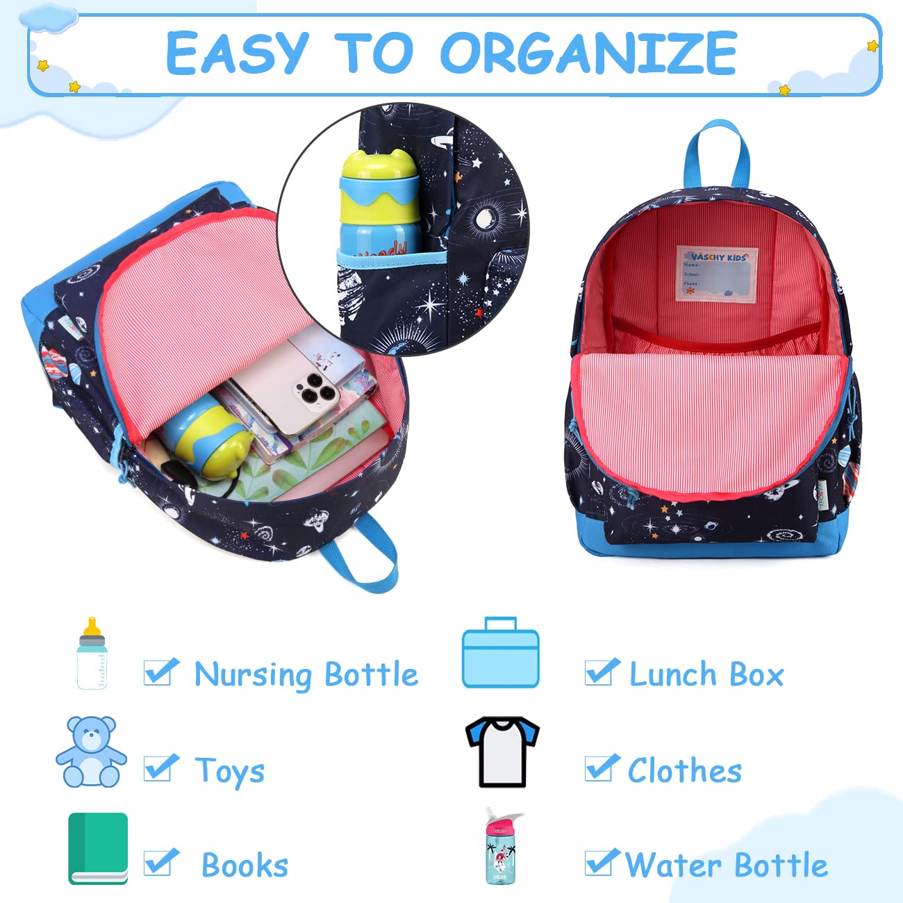 Rucksack für Mädchen, 4-6 Jahre, Schulrucksack mit Seitentaschen und Brustgurt, 127-Einhorn, one size, Niedlich
