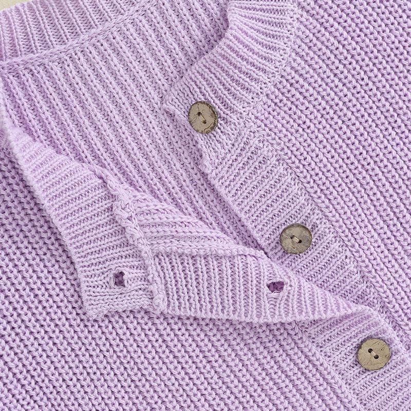 FOMOYUU Strickjacke für Kleinkinder und Neugeborene, Mädchen, langärmelig, Knopfleiste, Sweatshirt, Jacke, Herbst-Outfits