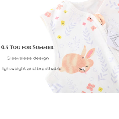 Chilsuessy Summer Baby Sleeping Bag, Small Children’s Sleeveless Pyjamas for Summer and Spring, 100 % Cotton