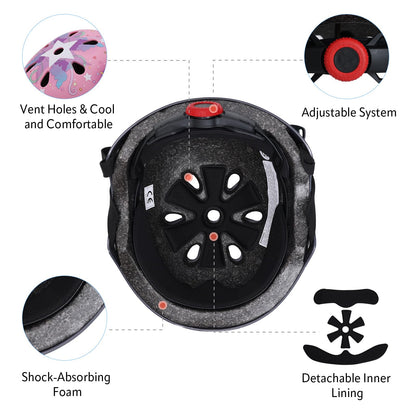 YOOXARMOR Fahrradhelm Kinder, Verstellbar Skaterhelm Reithelm für 3-5-8 Jungen und Mädchen Kinderfahrradhelm Leicht Einstellbar 50-54CM für Fahrrad Roller Skateboard Scooter