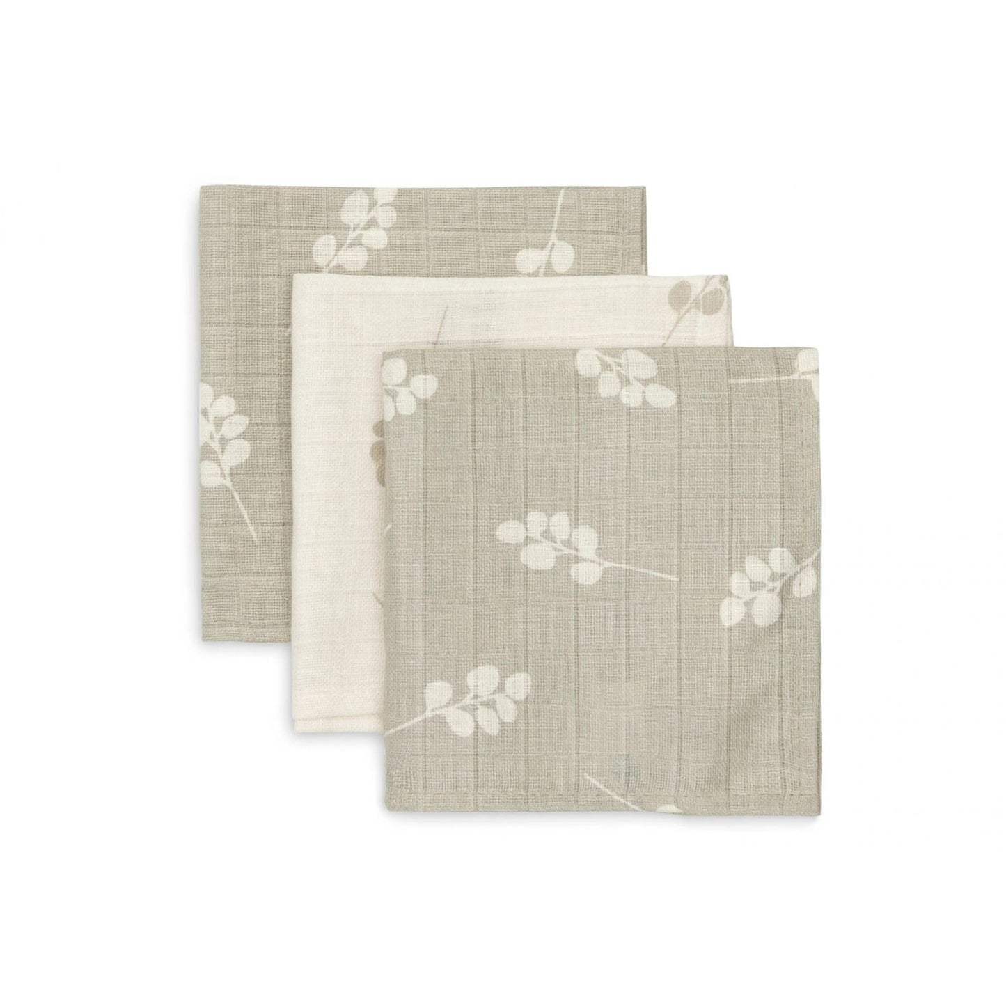 Jollein 537-848-66095 Spucktücher Mundtücher Musselin 3er Set Teddybär weiß (31x31cm)
