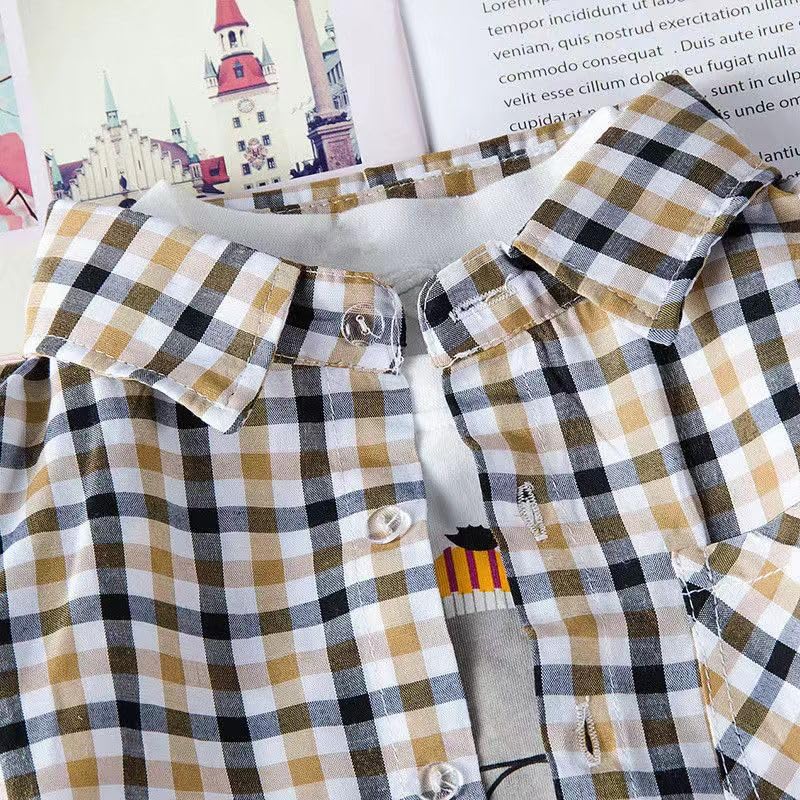 Kleinkind Jungen Casual 3-teiliges Kleidungset T-Shirt + kariertes Hemd + khakifarbene Hose