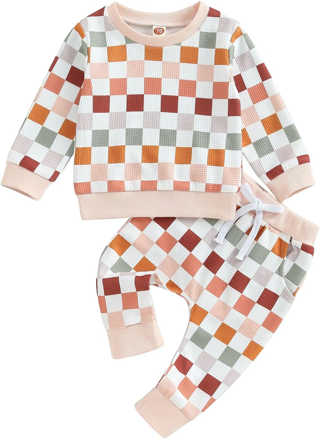 Baby Herbst Winter Set Kariertes Sweatshirt Und Jogginghose Für Jungen Mädchen