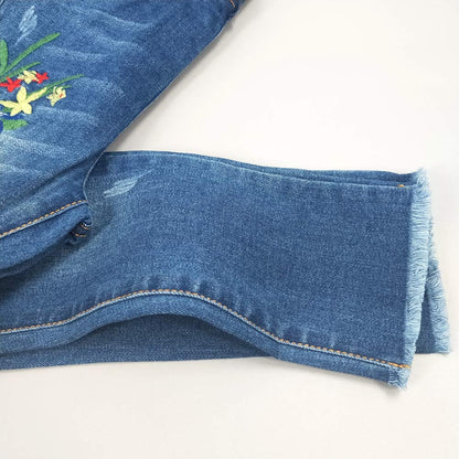 KIDSCOOL SPACE Girls Jeans Split Hem with RAL Edges Elastic Waist in High Elastic Wide Leg Denim Pants