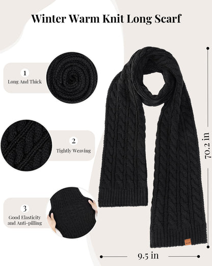 Winuesa Mütze, Schal & Handschuh-Sets für Damen, Beanie Mütze Damen Winter mit Bommel Fleece Gefütterte, Touchscreen Handschuhe Schal Cap 3 in 1 Set