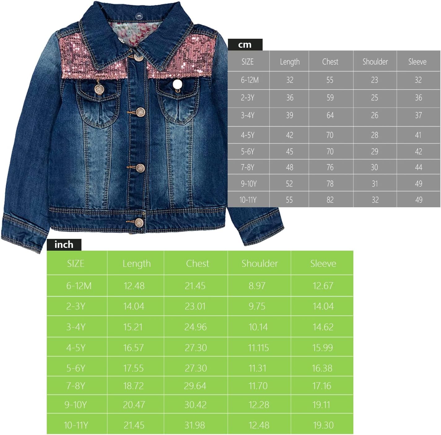 Peacolate 2-11 Jahre kleine Mädchen Stickerei Pailletten Schmetterling Mäntel Jeansjacke