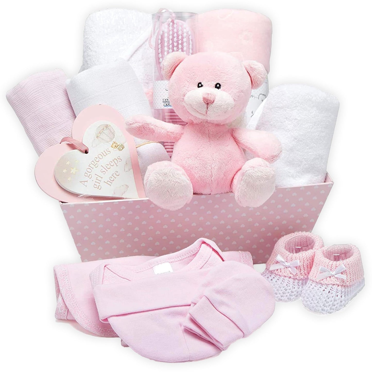 Baby Box Shop 14 Baby Gifts for Birth Boy, Ideal for Baby Showers, Baby Shower Gifts, with New Baby Essentials for Newborn Boys and a Blue Plush Teddy Bear