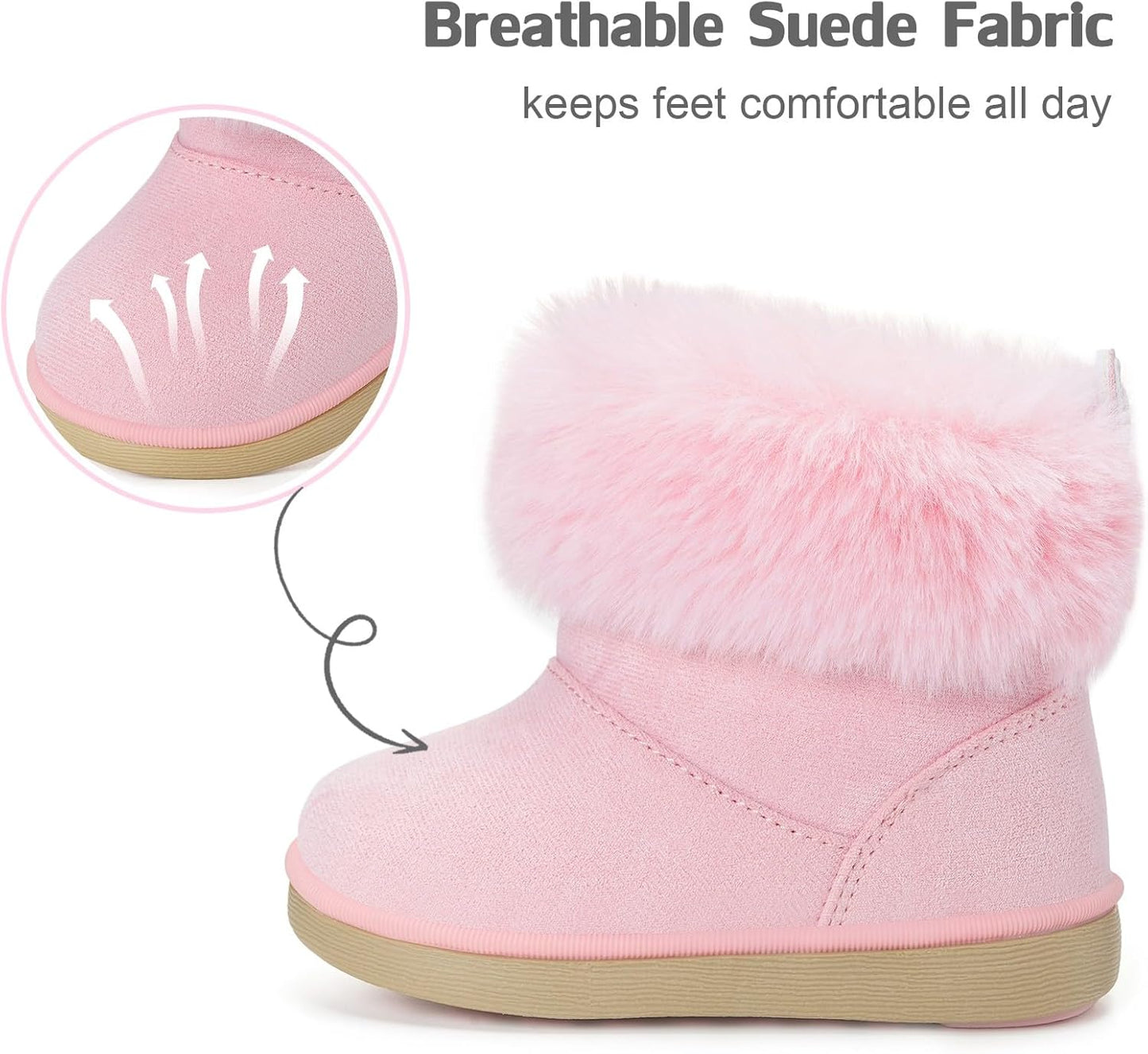 KVbabby Winter Boots Girls Warm Children's Winter Shoes Plush Lined Baby Ankle Boots Snow Boots Non-Slip Boots Toddler Shoes Slip On Boots