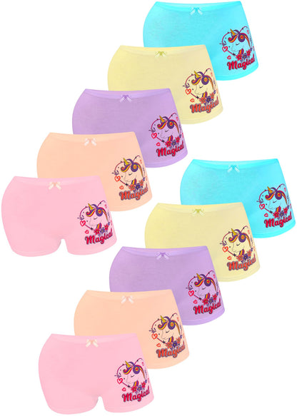 LOREZA ® 10er Pack Mädchen Pantys Boxershorts Unterwäsche aus Baumwolle - Gr. 92-170