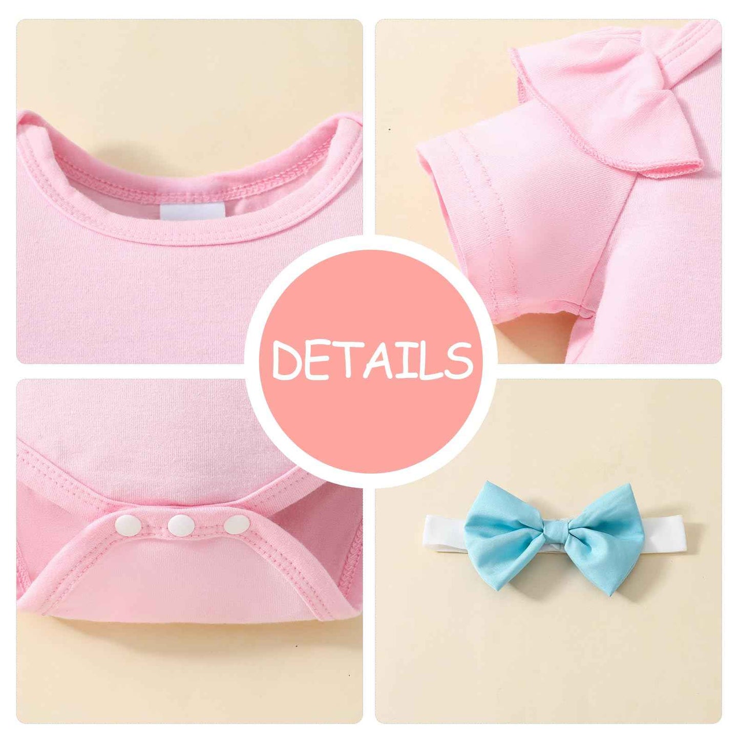Neugeborenes Baby Mädchen Röcke Sets Kurzarm Rüschen Top + Bedrucktes Overalls Hosenträger Kleid + Stirnband Sommer Kleidung Outfits Set
