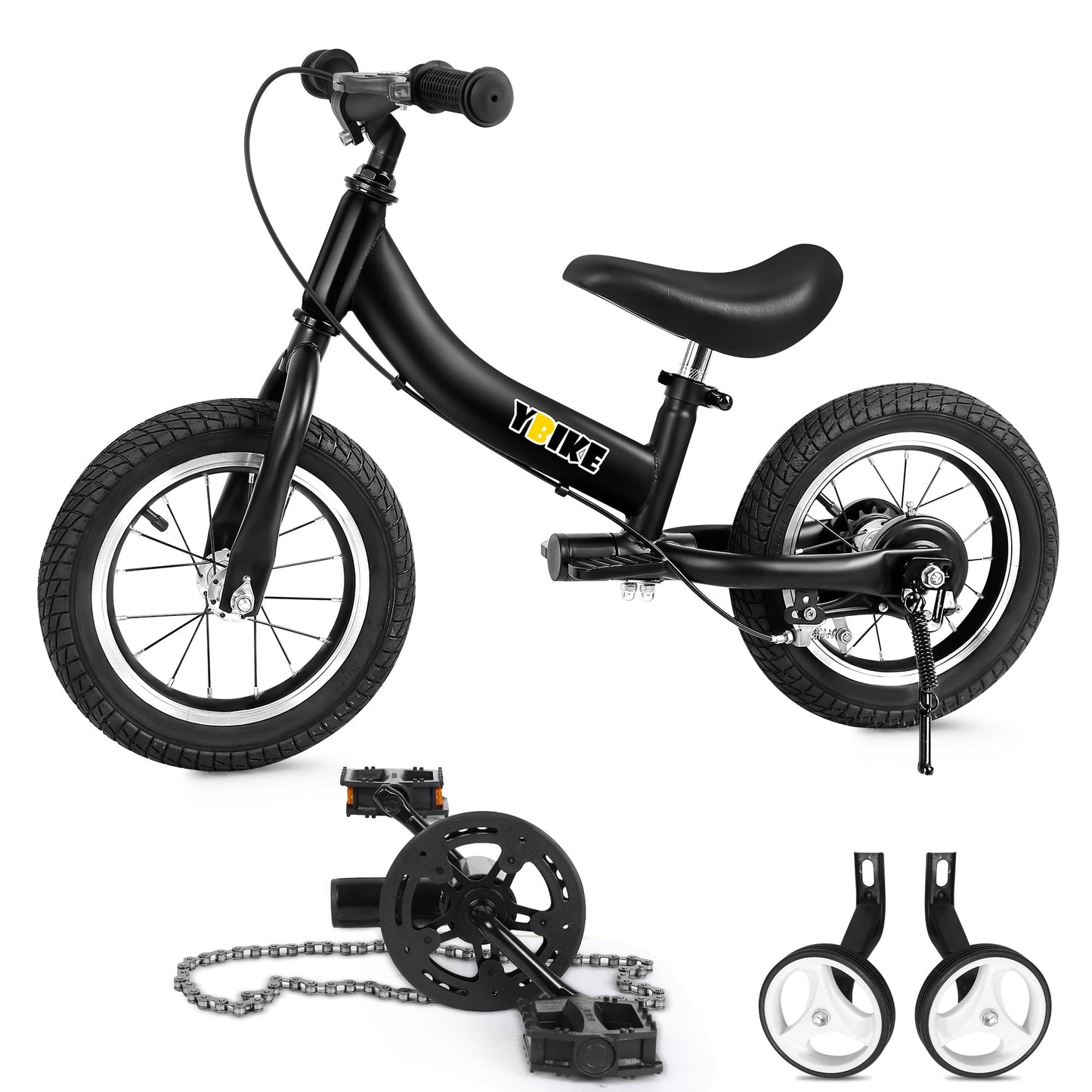 YBIKE 2 in 1 Laufrad, Kinderlaufrad und Kinderfahrrad Dual-Use-Funktion, geeignet für Kinder im Alter von 1-7, 12,14,16 Zoll mit Bremse, Pedal, Trainingstheorie - Meloni2
