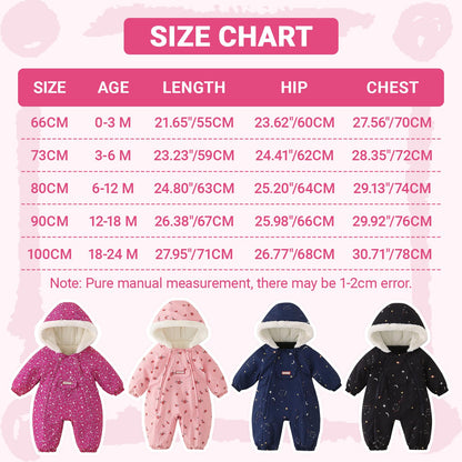 JiAmy Baby Snowsuit, Baby Boys Girls Winter Jumpsuit Romper Newborn Snow Overall for 0-24 Months