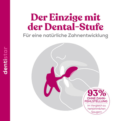 dentistar Night Silikon Schnuller 3er-Set - Größe 1 Schnuller 0-6 Monate - Glow in the Dark Nuckel mit Dentalstufe – BPA-frei – Made in Germany - Katze, Rosa