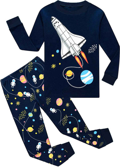 EULLA Children's Boys' Pyjamas Long Sleeve Cotton Winter Pyjama Set Fire Truck Dinosaur Digger Tractor Train Two-Piece Sleepwear 1-7 Years 92 98 104 110 116 122
