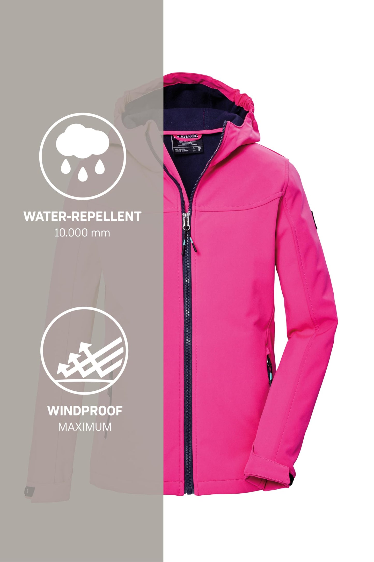 Killtec Mädchen Kos 145 Grls Sftshll Jckt Softshelljacke/Outdoorjacke mit Kapuze