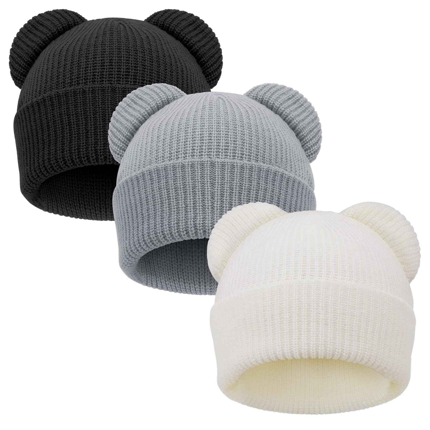 DRESHOW Toddler Beanie Baby Winter Hats Baby Soft Knitting Cute Bear Ears Hat for Boys Girls Warm Hat Hats for 0 Months - 24 Months