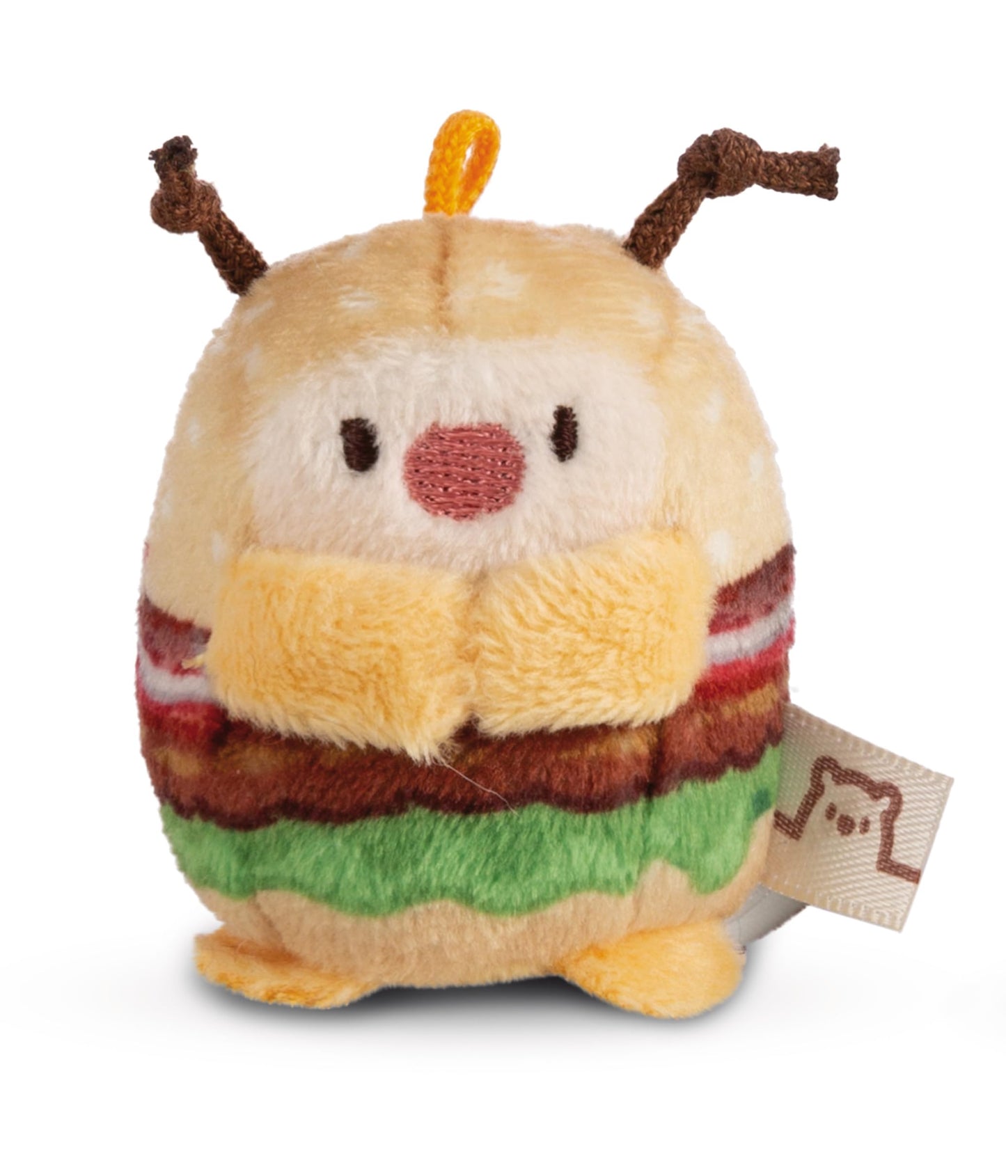 NICI My Mochi Cuddly Toy Ladybird Dozz Hamburger 5 cm Beige - Soft Plush Toy - Cute Plush Toy for Cuddling and Playing, for Children and Adults, Great Gift Idea