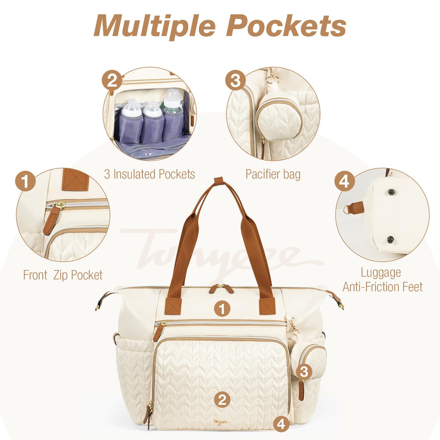 Wickeltasche mit Schnullertasche und Wickelunterlage, Wickelrucksack Multifunktions-Babytasche für Große Reisewindeltasche für Mama und Papa, isolierten Taschen-Dunkelblau