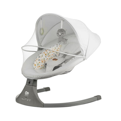 Kinderkraft LUMI 2 Babywippe, Elektrische Babyschaukel, Von der Geburt bis 9 Monate, Höhenverstellbar, 5 Schaukelmodi, 12 Melodien, Bogen mit Spielzeug, Dunkelgrau