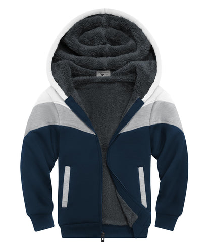 JACKETOWN Boys' Sweat Jacket Lined Children's Hoodie Sweatshirt Hoodie Fleece Jacket with Hood Long Sleeve Warm Winter Jacket Classic Pullover with Zip