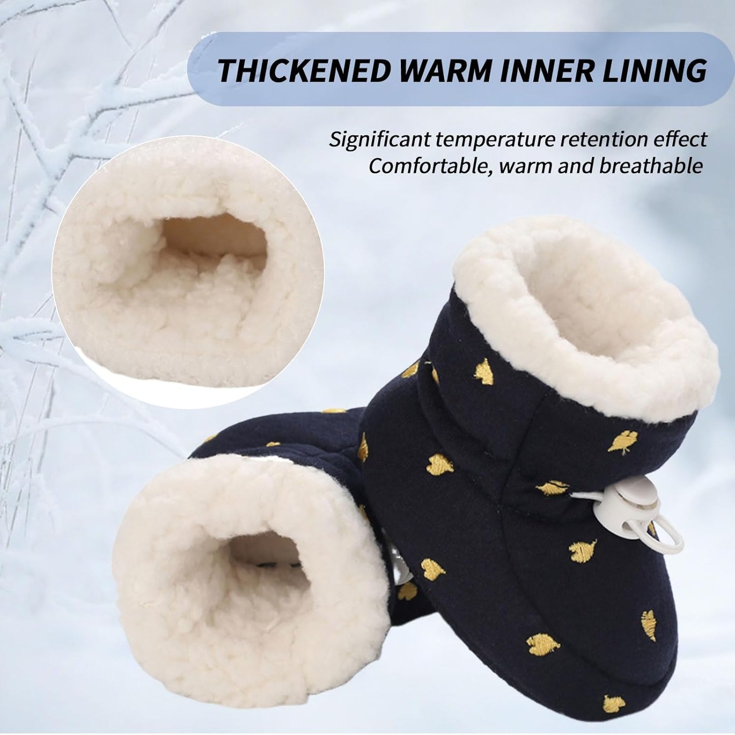 Baby Winter Shoes Warm Baby Shoes Winter Non-Slip Adjustable Newborn Snow Shoes First Walking Shoes Lined Thermal Fleece Crawling Shoes Slippers Winter Boots 0-18 Months 
