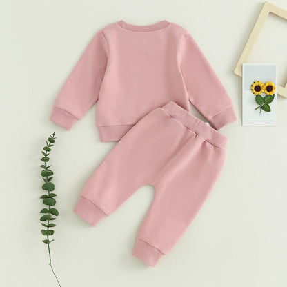 Baby Unisex Weihnachten 2-teilige Hosen Set Jungen Mädchen Weihnachten Outfit Langarm Lebkuchen Papas Mädchen Briefdruck Sweatshirt + Jogginghose Weihnachten Outfit Set Weihnachten Streetwear